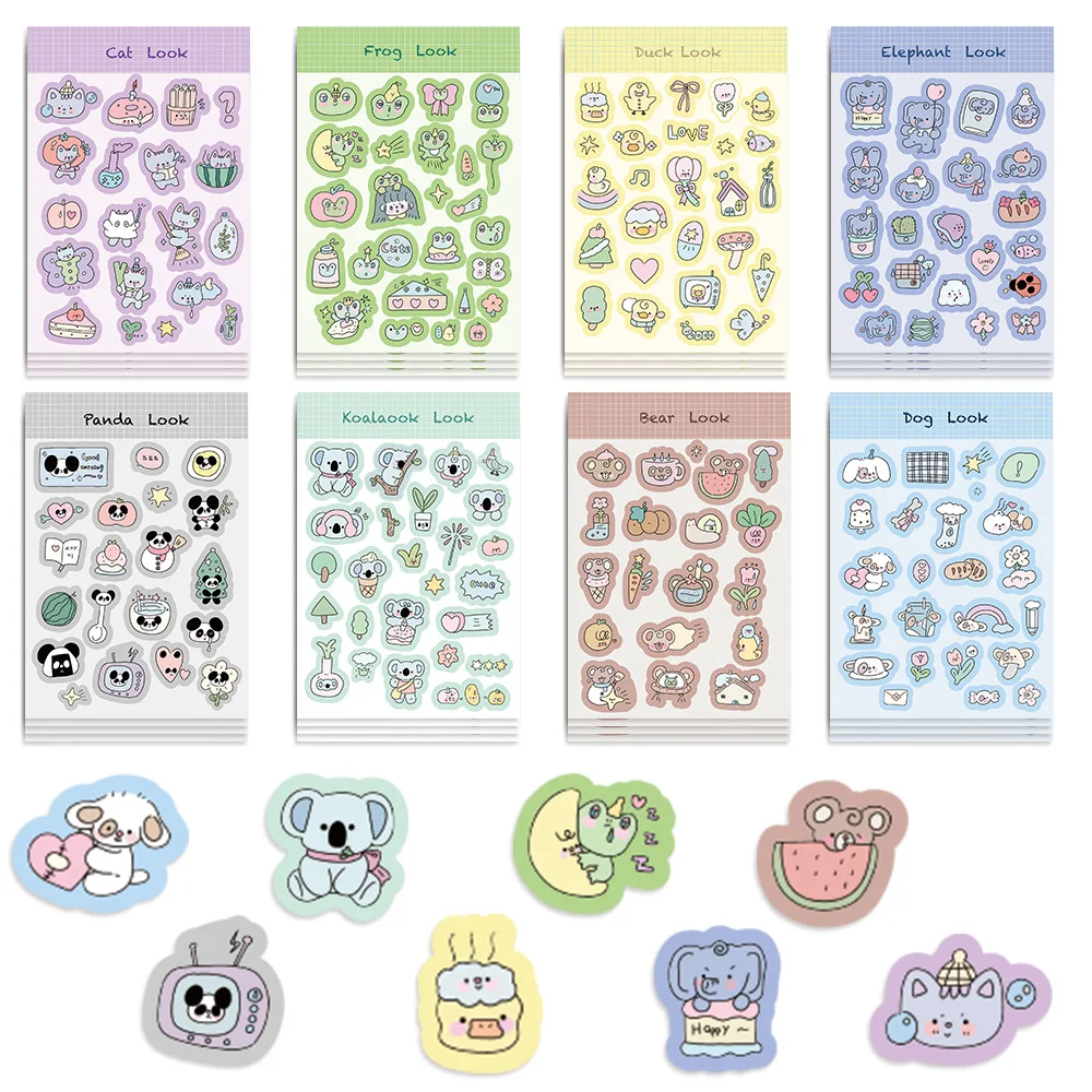 8/16/32pcs Cat Elephant Frog Children DIY Puzzle Sticker Animals Funny Assemble Stickers Kids Educational Toys Boys Girls Gifts﻿