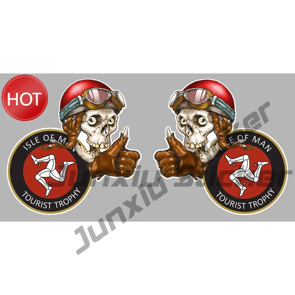 2 x Totenkopf-Rennwagen-Vinyl-Aufkleber, wasserfester Aufkleber für Fahrzeugstoßstangen, Motorradzubehör – Detail 1