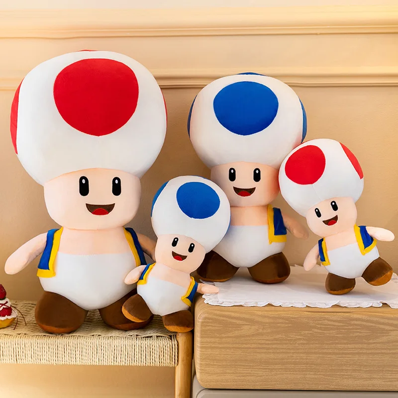 Peluche de Toad de Super Mario de 60 cm, Muñeco de Peluche con Puntos Rojos y Azules, Juguete de Peluche Suave y Esponjoso, Regalo para Niños, Decoración para Sofá y Dormitorio