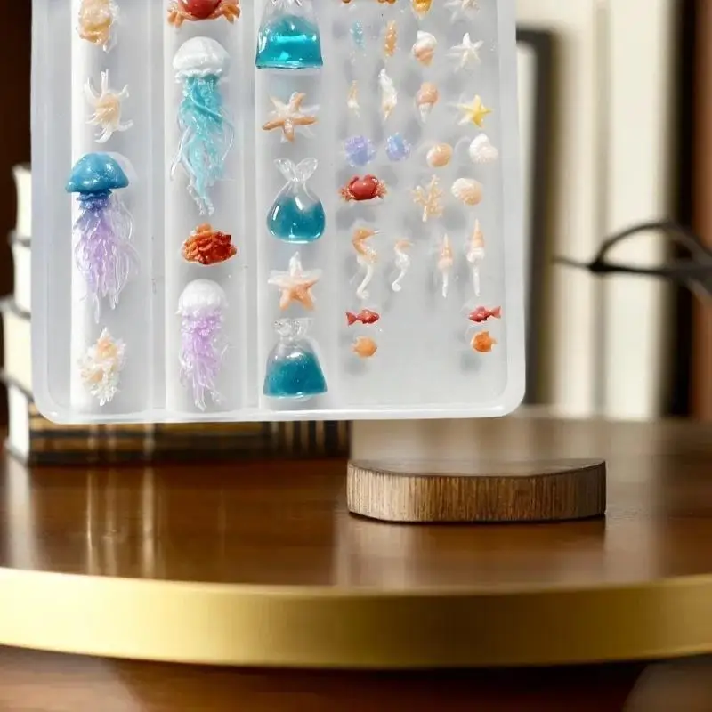 Coquilles DIY, étoile de mer, méduse Nail Art avec moule en silicone transparent ; Moule de manucure 3D Ocean Series