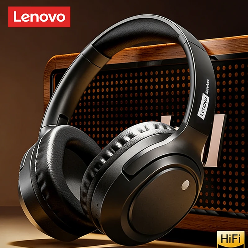 Casque de jeu sans fil Bluetooth 6.0 Lenovo, écouteurs pliables, casque supra-auriculaire pour le sport, cadeaux d'affaires et de voyage LS103