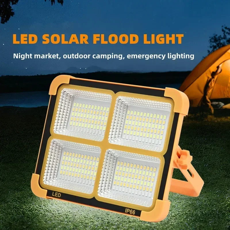 LED Solar Floodlight Rechargeable 200/500W Emergency Lighting Outdoor Camping Portable Light Waterproof Searchlight Hot