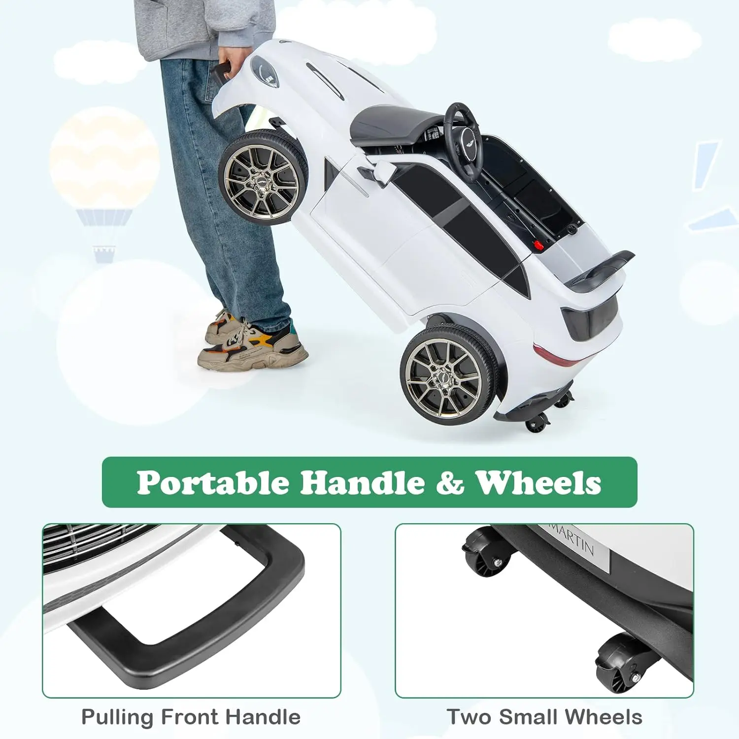 سيارة أطفال 12 فولت، مركبة أستون مارتن DBX الكهربائية المرخصة مع جهاز تحكم عن بعد، هدية لعبة تعمل بالبطارية للأطفال الصغار مع Whe