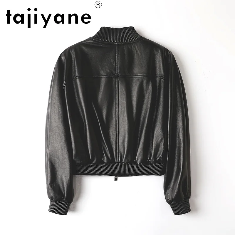 TAJIYANE Genuine Leather Jacket Women Short Outerwear Sheepskin Black Baseball Jackets Stand Collar Leather Coat Fashion Косуха