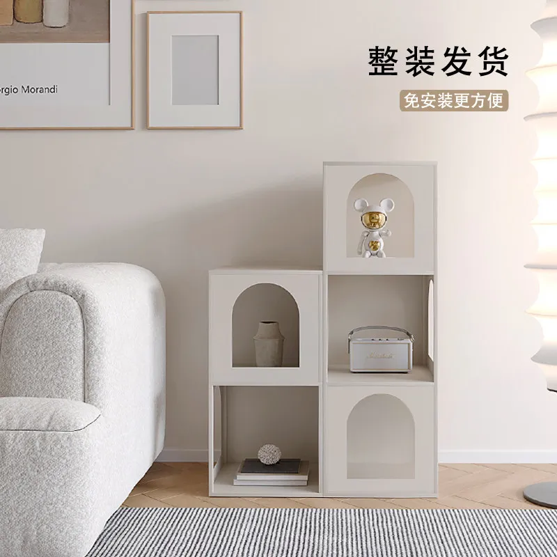 Bookshelf Floor-to-ceiling shelf against the wall Corner wrought iron lattice display cabinet Wall small narrow cabinet Children