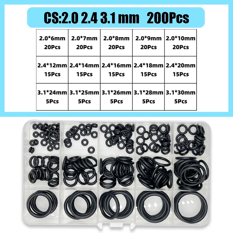 1400-100 Stück O-Ring Gummidichtungen Dichtungsring Set Nitrilkautschuk Hochdruck O-Ringe NBR Dichtung Gummiband O Gummiringe Set – Detail 13