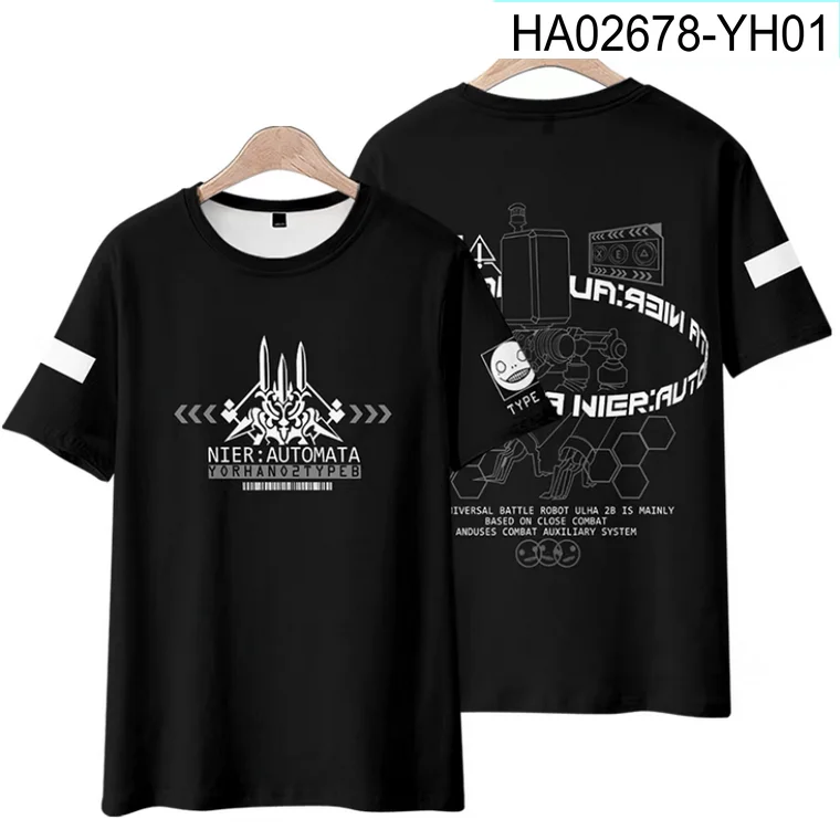 NEW!! Game NieR:Automata 3D Printing T-shirt Summer Fashion Round Neck Short Sleeve Popular Streetwear Plus Size