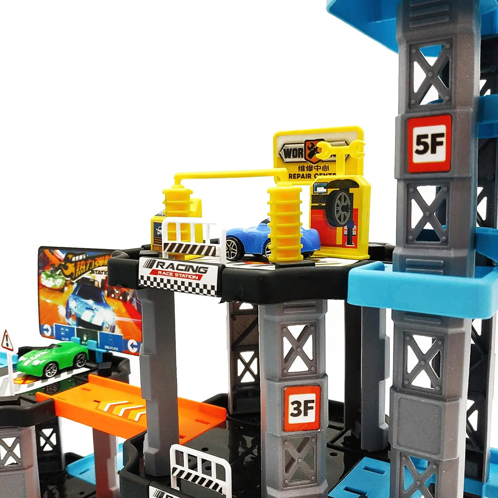 Bricolage assembler piste course voiture jouet motricité Fine Playset véhicules pour enfant 62 pièces