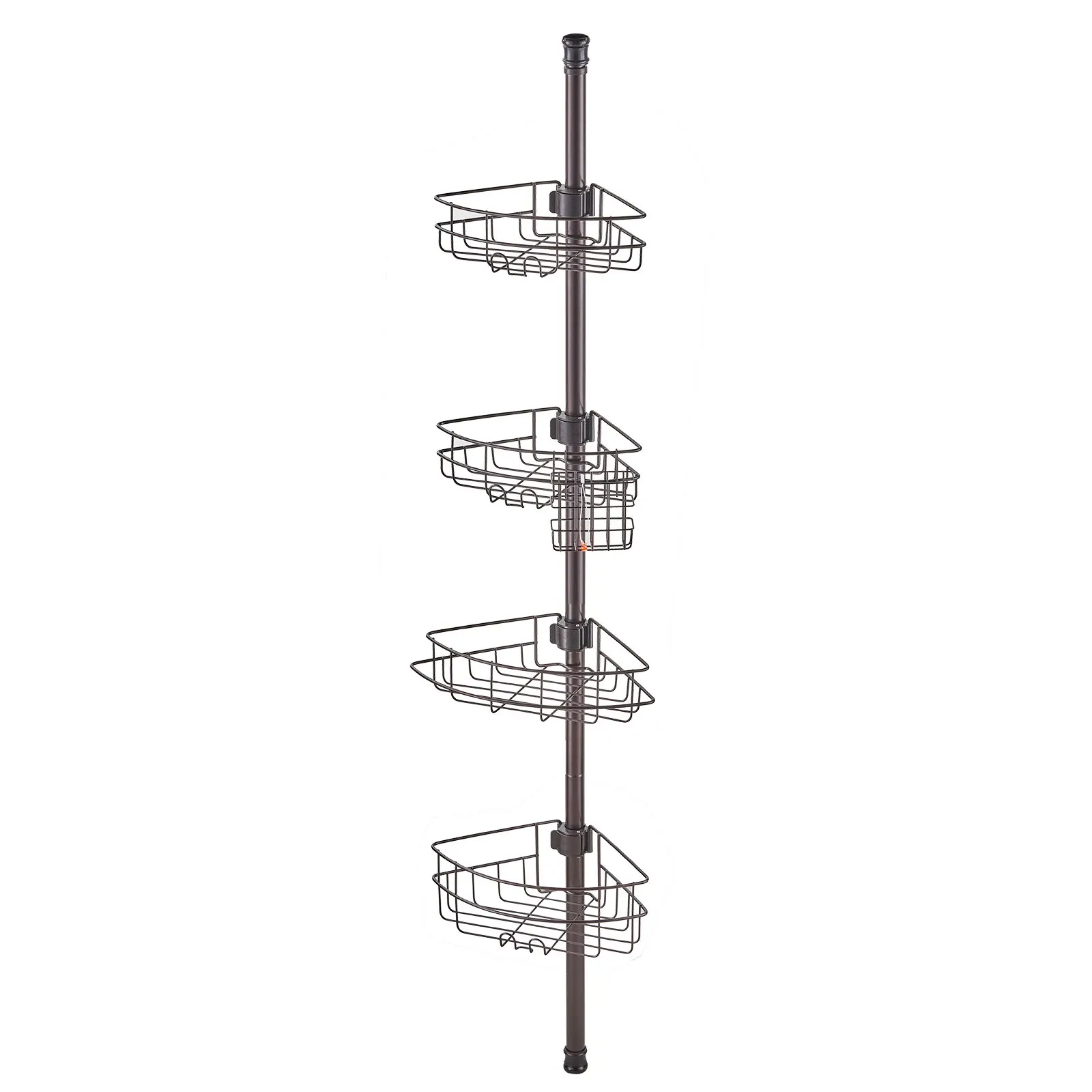 

Shower Corner Caddy Tension Pole, 56" To 114" High, Multi-Functional Shower Tension Pole With Strong Load-Bearing Tray,