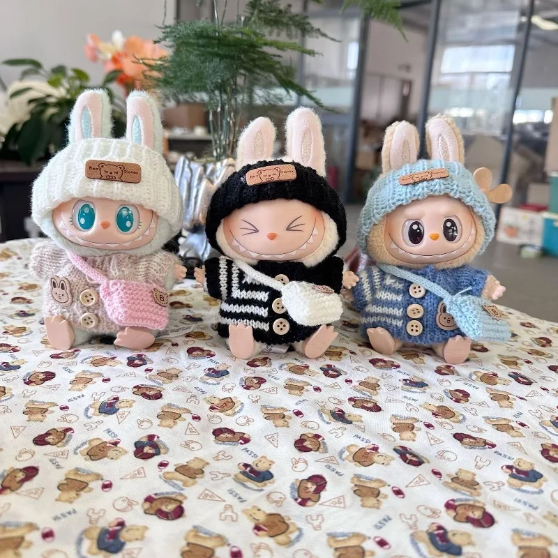 

LABUBU 2-го поколения, кукольная одежда в глухой коробке — вязаный свитер, шапка, рюкзак «сделай сам», смешивание и сочетание для сидения на вечеринке