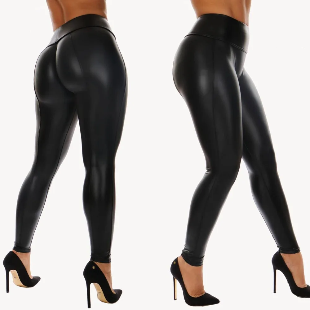 Nouveau pantalon en cuir pu Leggings taille haute femmes Sexy élastique maigre Push Up Leggings Stretch jegging femmes Legins livraison directe