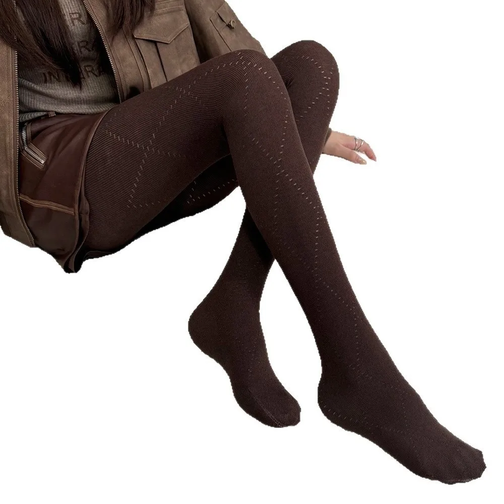 

New High Elastic Knitted Jacquard Pantyhose Slim Fit Keep Warm Leggings Tights Women