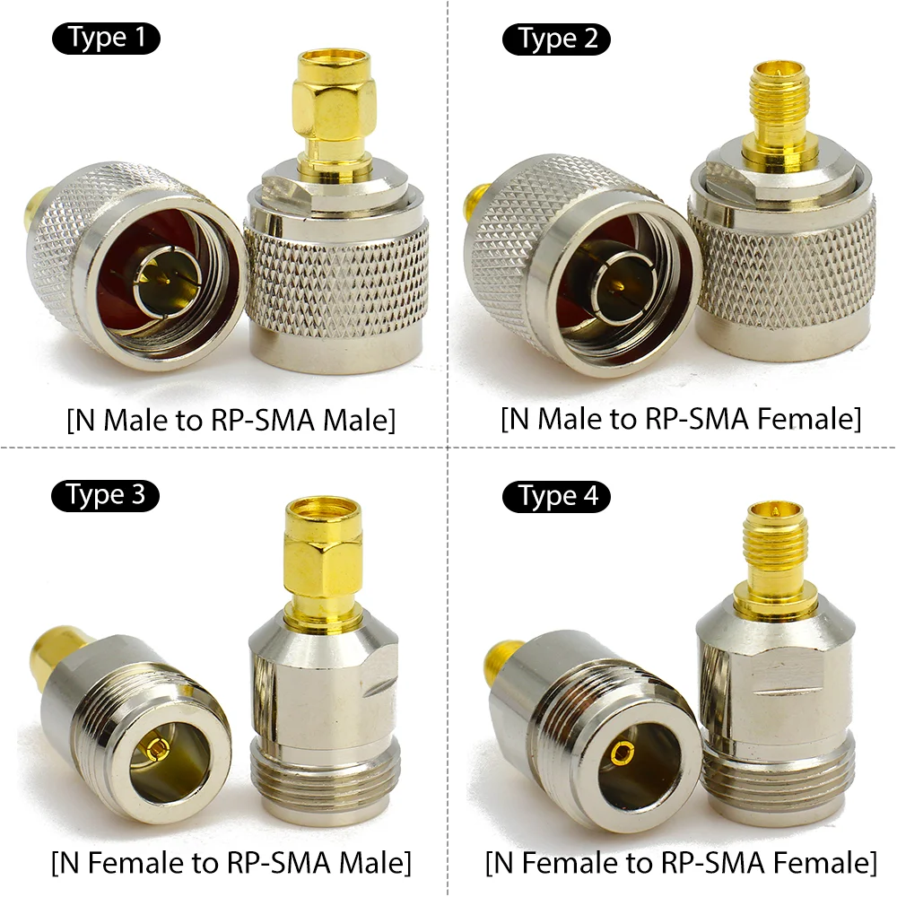 RP-SMA to N Type Coax Adapter Kit N male to SMA male Plug female Jack RF connector 4 type Test converter fast ship