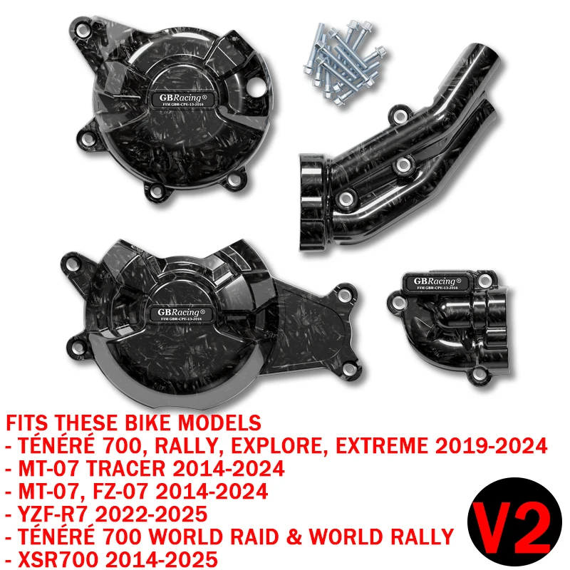 Moto Accesorios V2 MT07 Motorrad-Motorschutzabdeckung für MT-07 Tracer 2014-2024 Motorrad-Motorschutzabdeckungen Set
