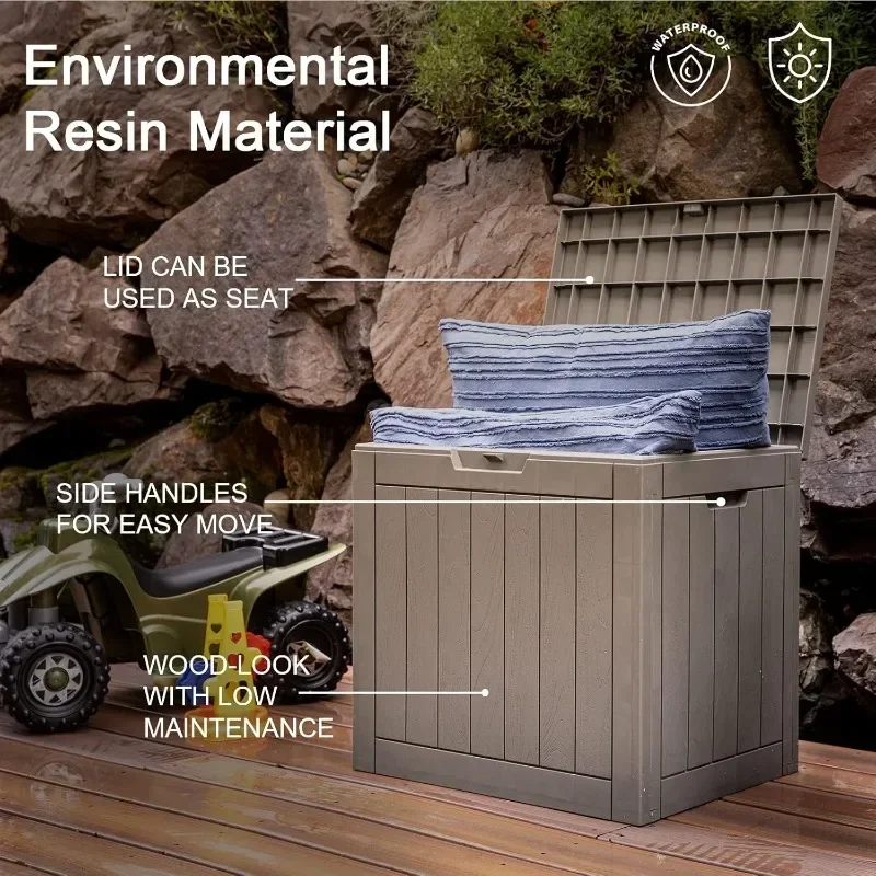 Realife 30 Gallon Outdoor Storage Box for Transport, Lockable Waterproof Transport Box for Yard Tools, Outdoor Cushions Pillows,