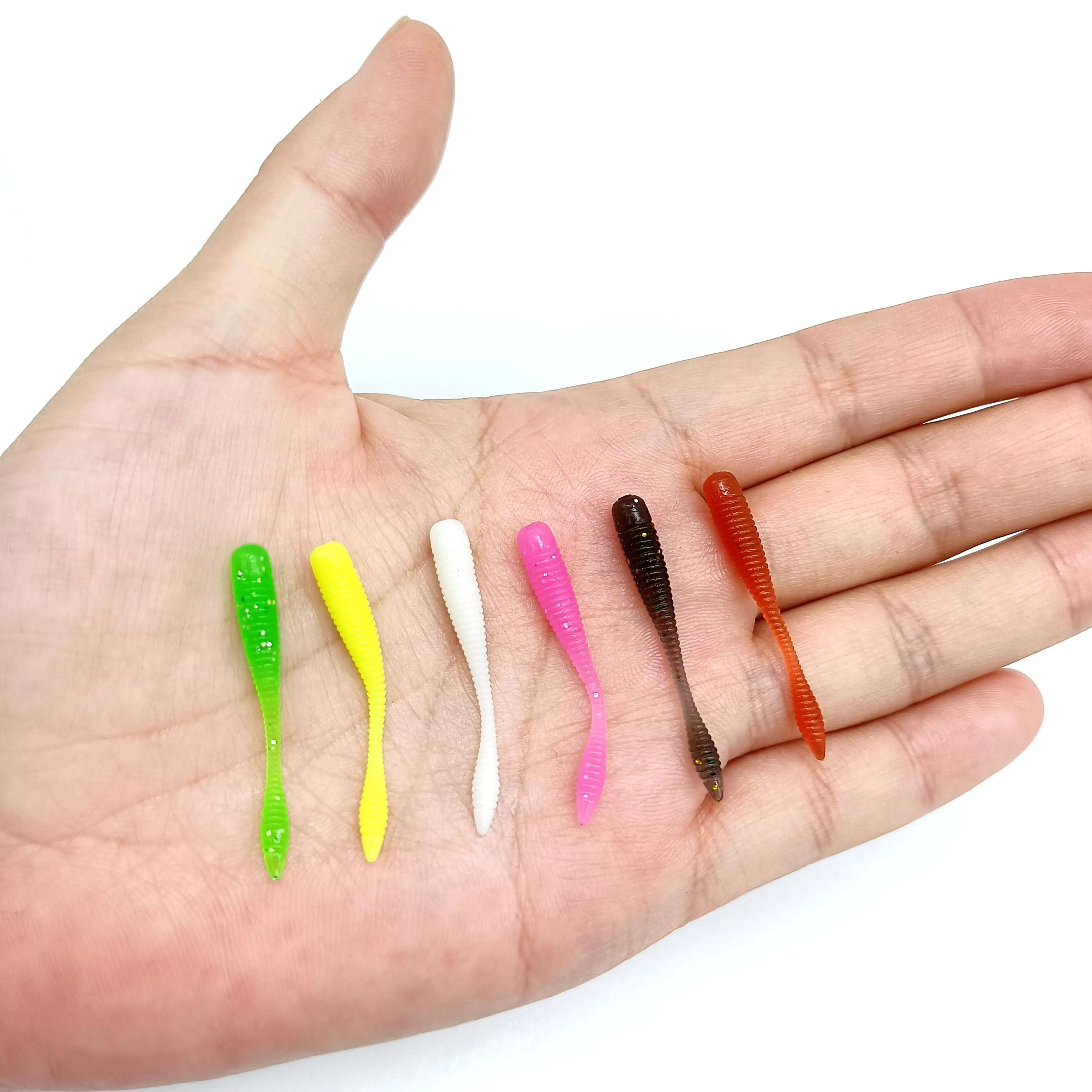 DUODUOYU 10PCS Mini Soft Fishing Lure 0.2g/38mm Small Silicone Bait Isca Artificial Jig Wobbler Soft Worm Carp Fishing Tackle