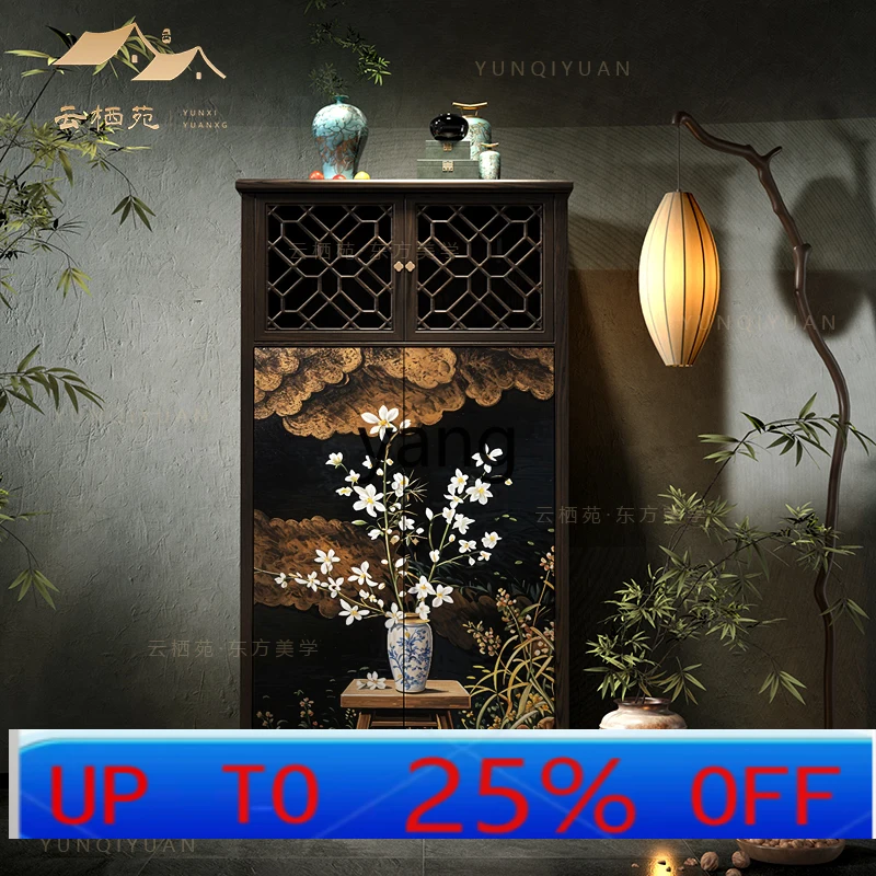 

Lmm medieval style solid wood wardrobe storage living room home dining side cabinet integrated against the wall