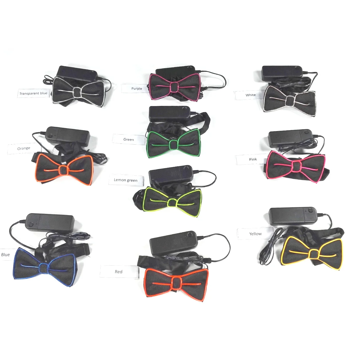 Świecąca w ciemności mucha LED dla mężczyzn i chłopców, neonowe akcesoria, zabawny kostium cosplay, regulowana, na Nowy Rok, karnawał, nocne wydarzenia.