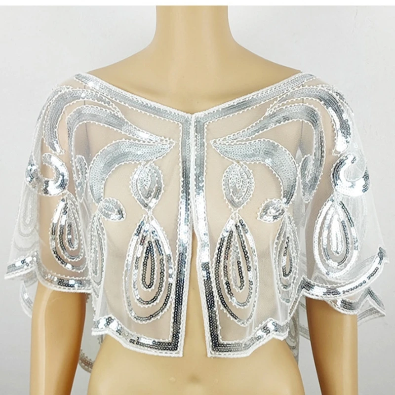 Sequined Sparking Tippet Church Prayer Shawls Beaded Sequins Flapper Party Shawls for Elegant Bridal And Party Outfits