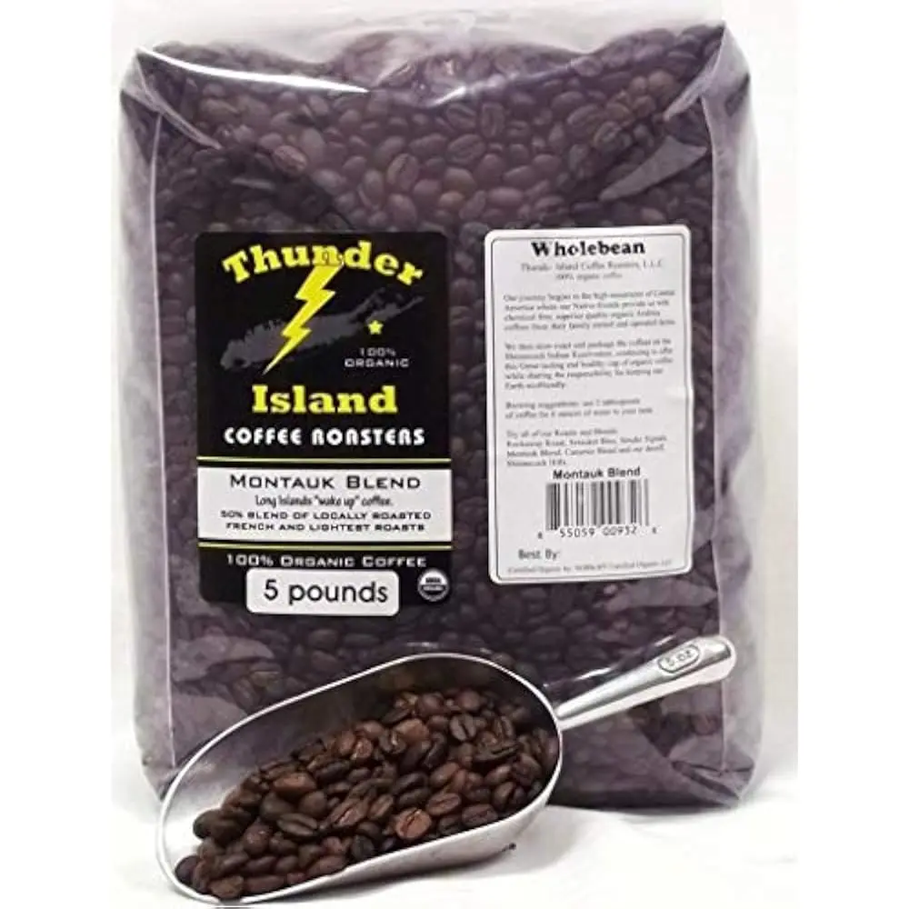 

100% Organic Fair Trade - Medium & French Roast Blend 5 Lb Whole Bean | Montauk Blend