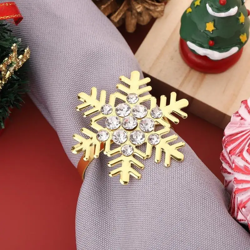 1Pcs Dinner Napkin Rings Holder Silver/Gold Snowflake Napkin Rings For Christmas Holiday New Year Wedding Party Table Decoratio