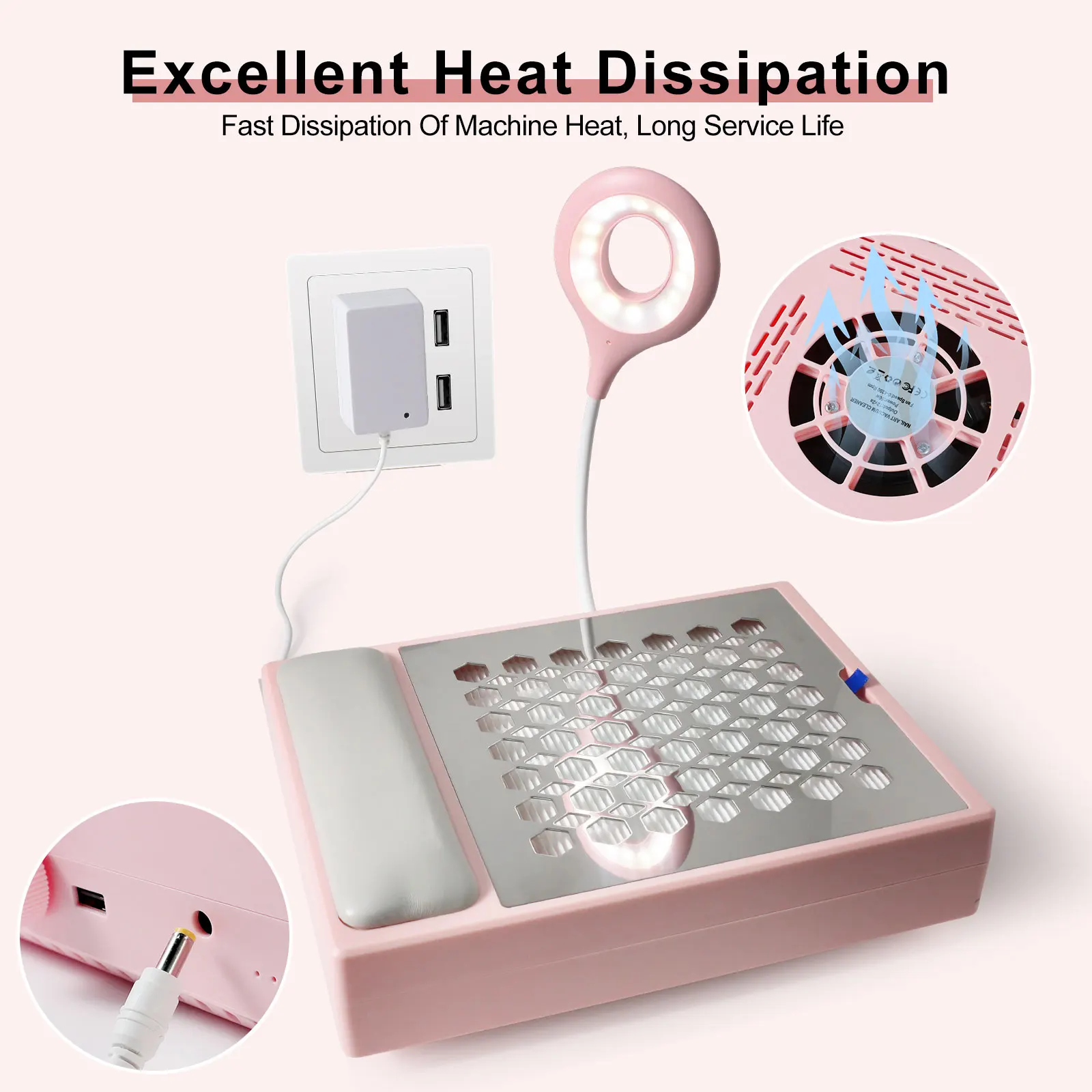 ชุดเครื่องดูดฝุ่นเล็บไฟฟ้า เครื่องดูดฝุ่นเล็บเสียงรบกวนต่ําพร้อมแปรงกันฝุ่นและที่กรองแบบใช้ซ้ําได้ เหมาะสําหรับการขัดเล็บ