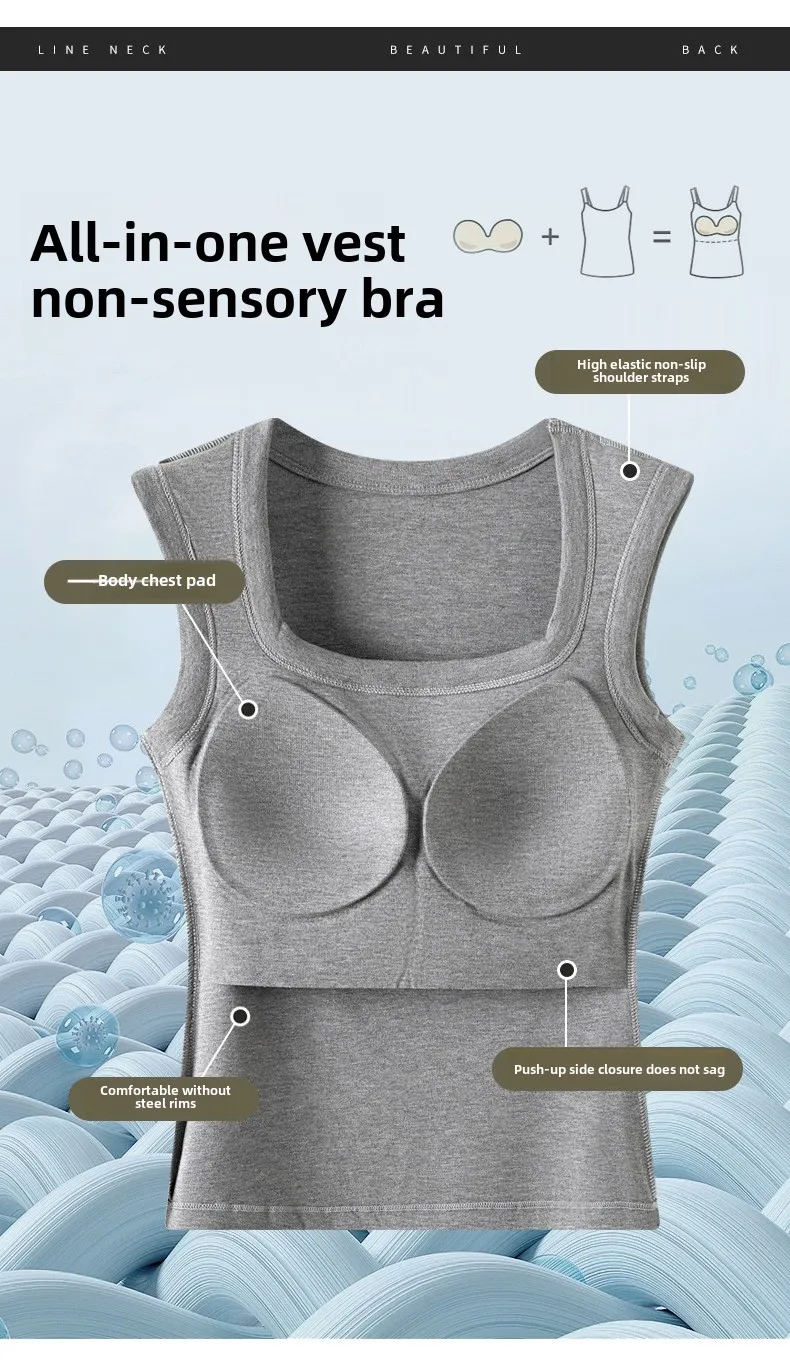 2026 Neue Damen-Weste mit breiten Trägern und Brustpolster, Sommer-Allrounder, I-förmige Weste, schmal geschnittenes Basic-Top, modische Oberbekleidung – Detail 8