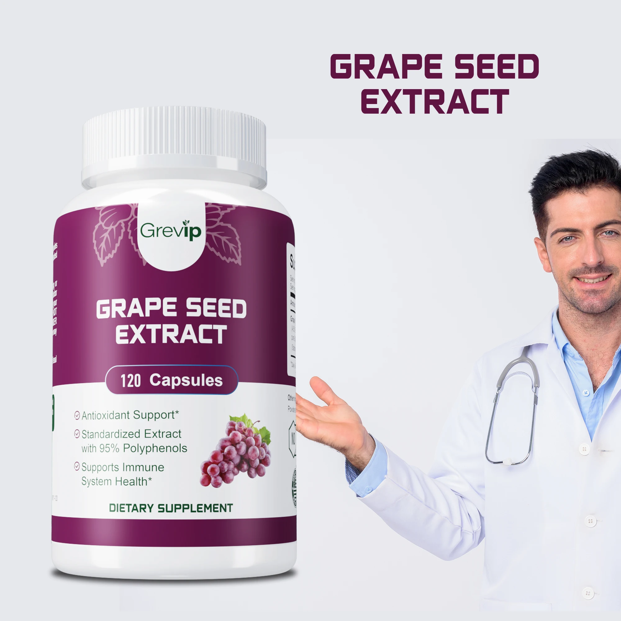 

Grape Seed Extract - Whitening Capsule,Nourishes The Skin,Anti-aging,Reduce Facial Wrinkles, Brighten Skin Tone, Beauty Health