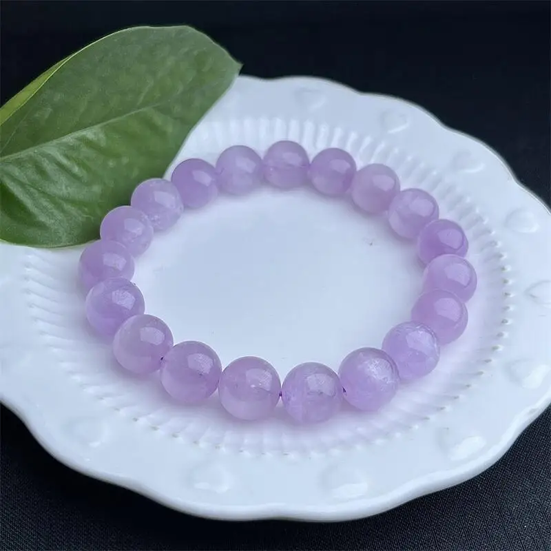 

11MM Natural Kunzite Bracelet Wealth Beads Gemstone Crystal Quartz Fashion Jewelry Gift For Women 1PCS