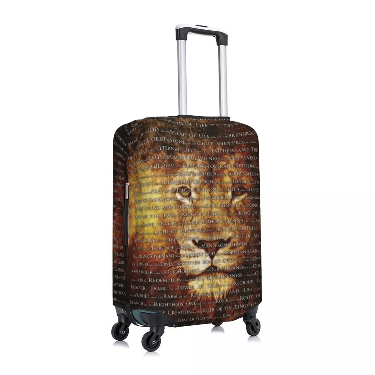 Custom Funny The Names Of God Jesus Lion Luggage Cover Protector Washable Christian Catholic Travel Suitcase Covers