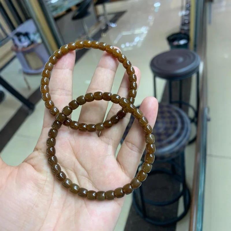 Natural Hetian Sugar Bracelet Brown Jade National Trendy Style Straight Cut Collectables-Autograph Bracel