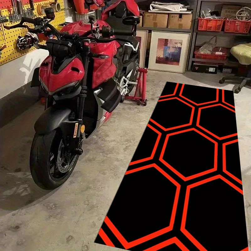 VIKAMA Racing Motorcycle Bicycle Display Mat Garage Floor Cover for Motorcycle Enthusiasts Home Decor