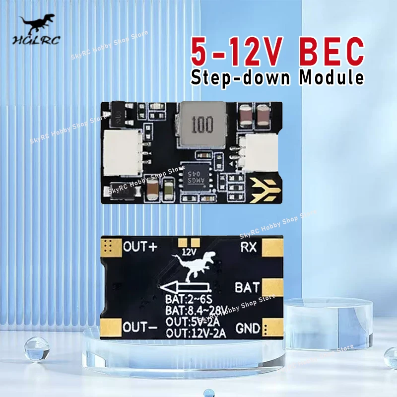 HGLRC 5V-12V Dual Output BEC Module, 8.4-28V Input Step-down Board, Welding Terminal Design FPV RC Spare Part