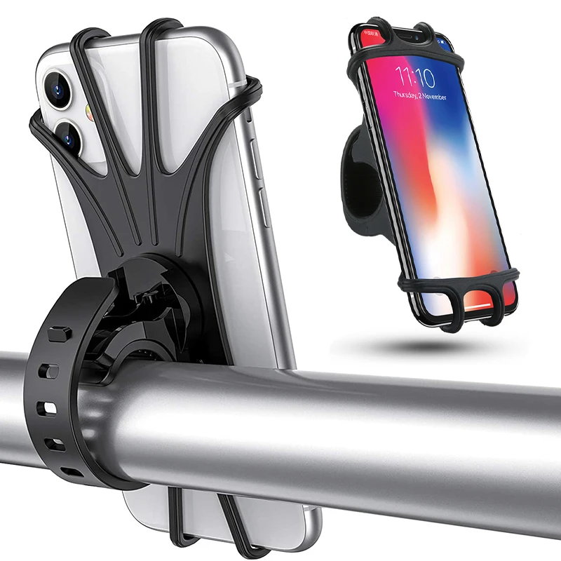 Universal Bicycle Silicone Mobile Phone Holder for iPhone XR Samsung Xiaomi Huawei Cell Phone Bike Moto Handlebar Bracket Stand