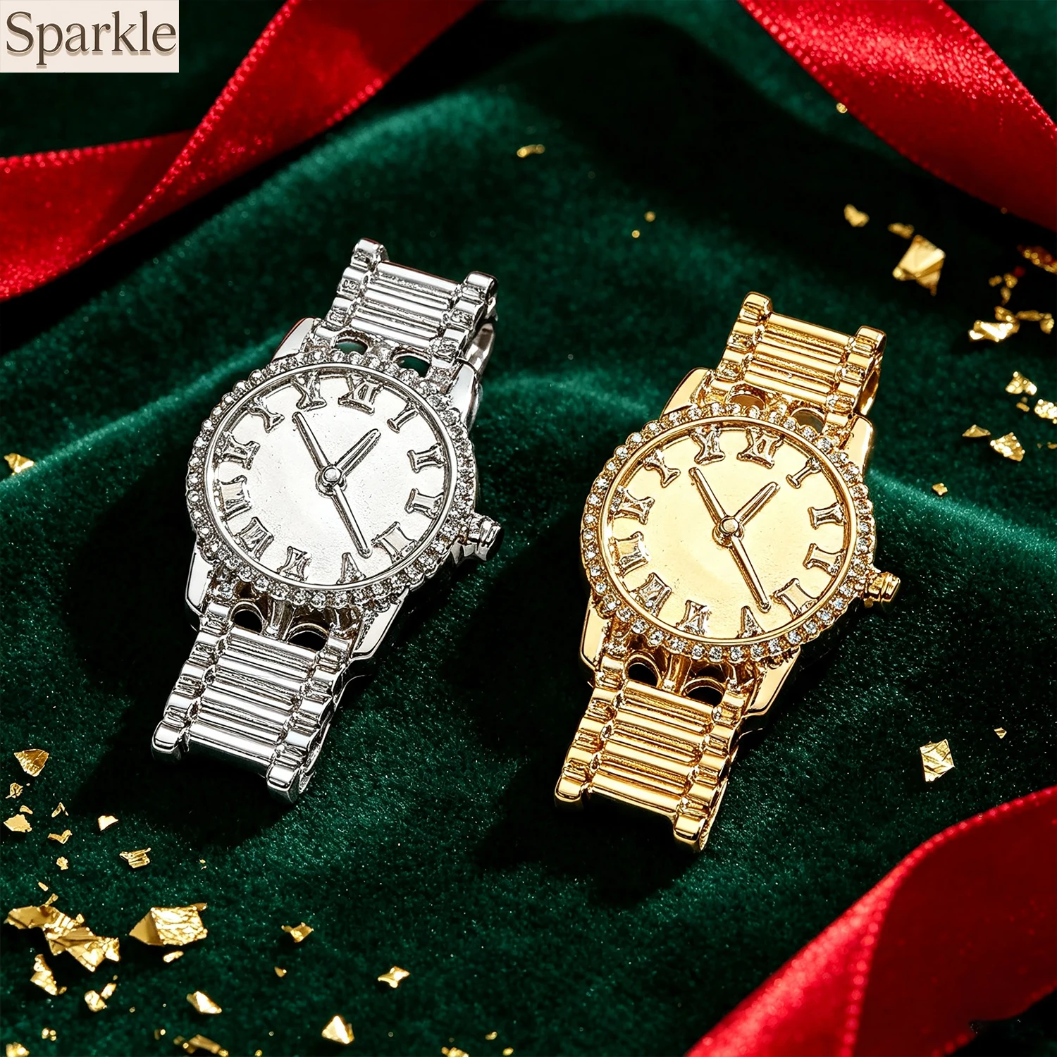 Vintage Roman Numeral Dial 3D Wrist Watch Stud Earrings Gold Silver Tone Hip-Hop Women Party Ear Decor Novelty Accessory