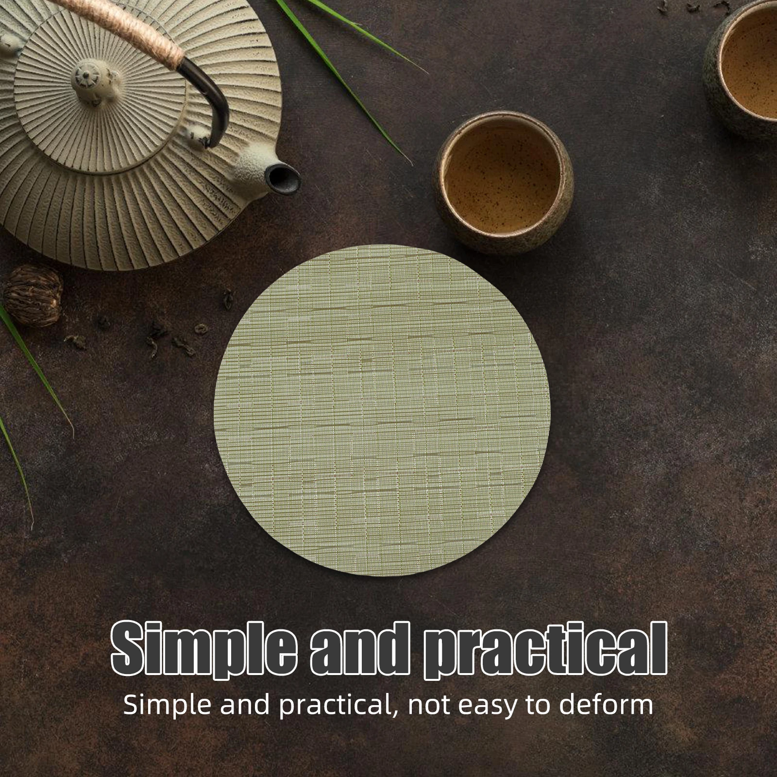

8pcs Pattern Placemat Round Heat Insulated Coasters Set PVC Plate Round Non-Slip Placemats Mats Dining Table