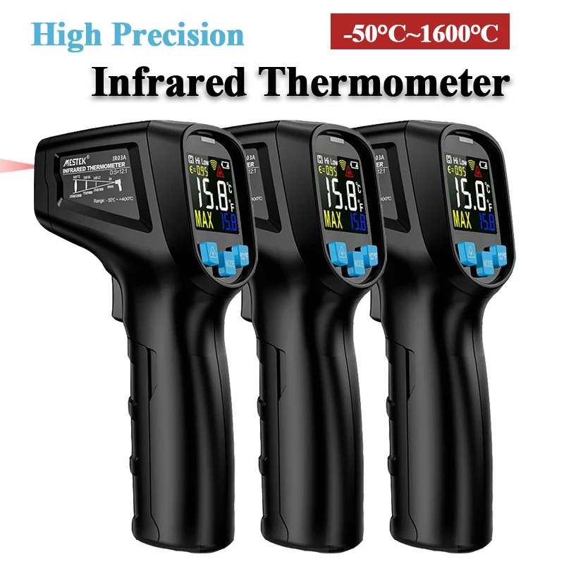 -50 ° C~1600 ° C Digitale infraroodthermometer Lasertemperatuurmeter Contactloze pyrometer Voedselkookthermometer Warmtemeter