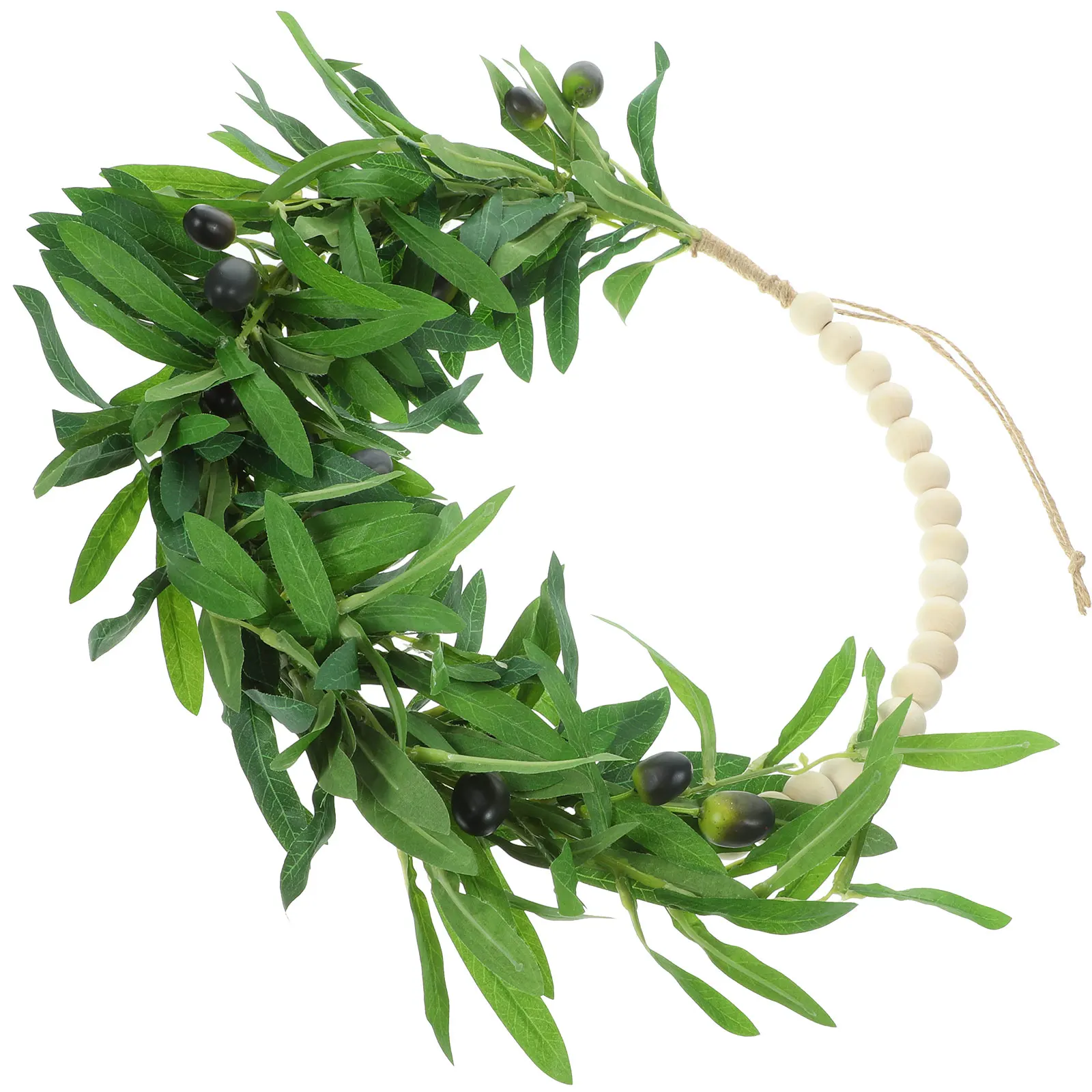

Artificial Olive Wreath Wooden Beads Garland Home Door Decor Rustic Fruit Arrangement Wall Pendant