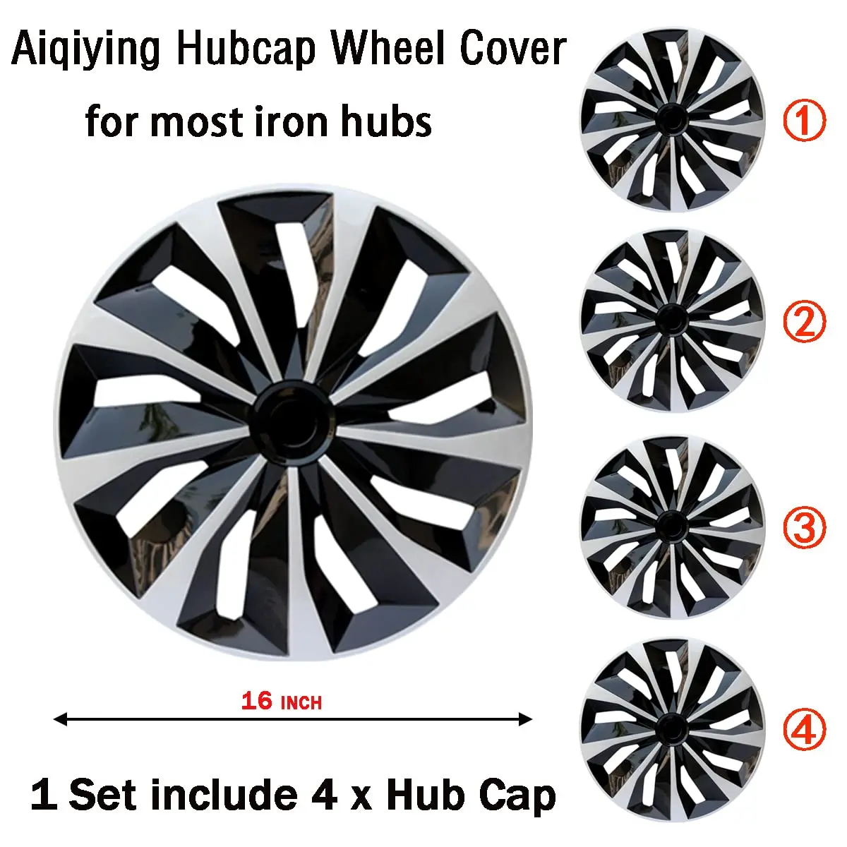 Wheel Cover Replacement R16 Hub Caps Universal Wheel Rim Cover ABS Material Exterior Accessories for Car Trunk SUV-16 Inch