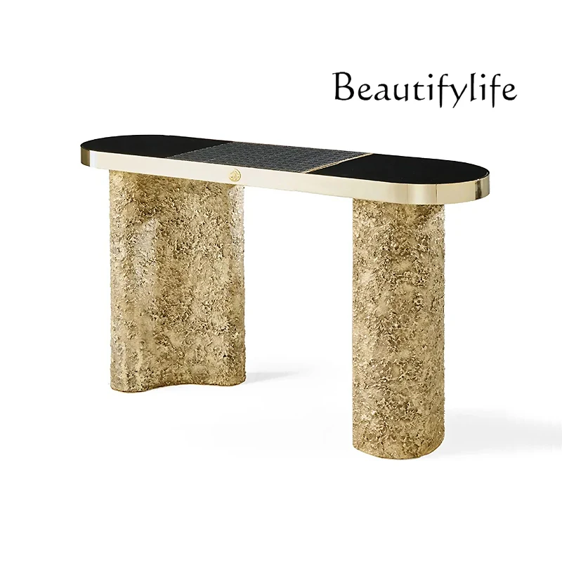 Light luxury marble entrance table designer decorative strip desk living room wall view table