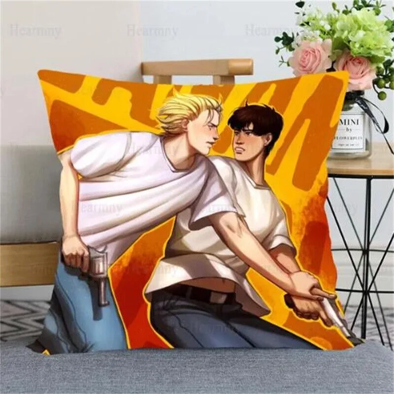 Bananenvis Anime Kussensloop Kussenhoes Decor Cartoon Kussensloop Perzik Huid Polyester