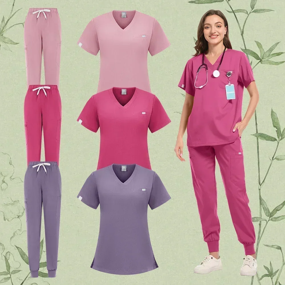 Nurse uniform V-neck dentist scrubbing set Operating room clothes Doctor's surgical overalls Veterinary beauty salon accessories