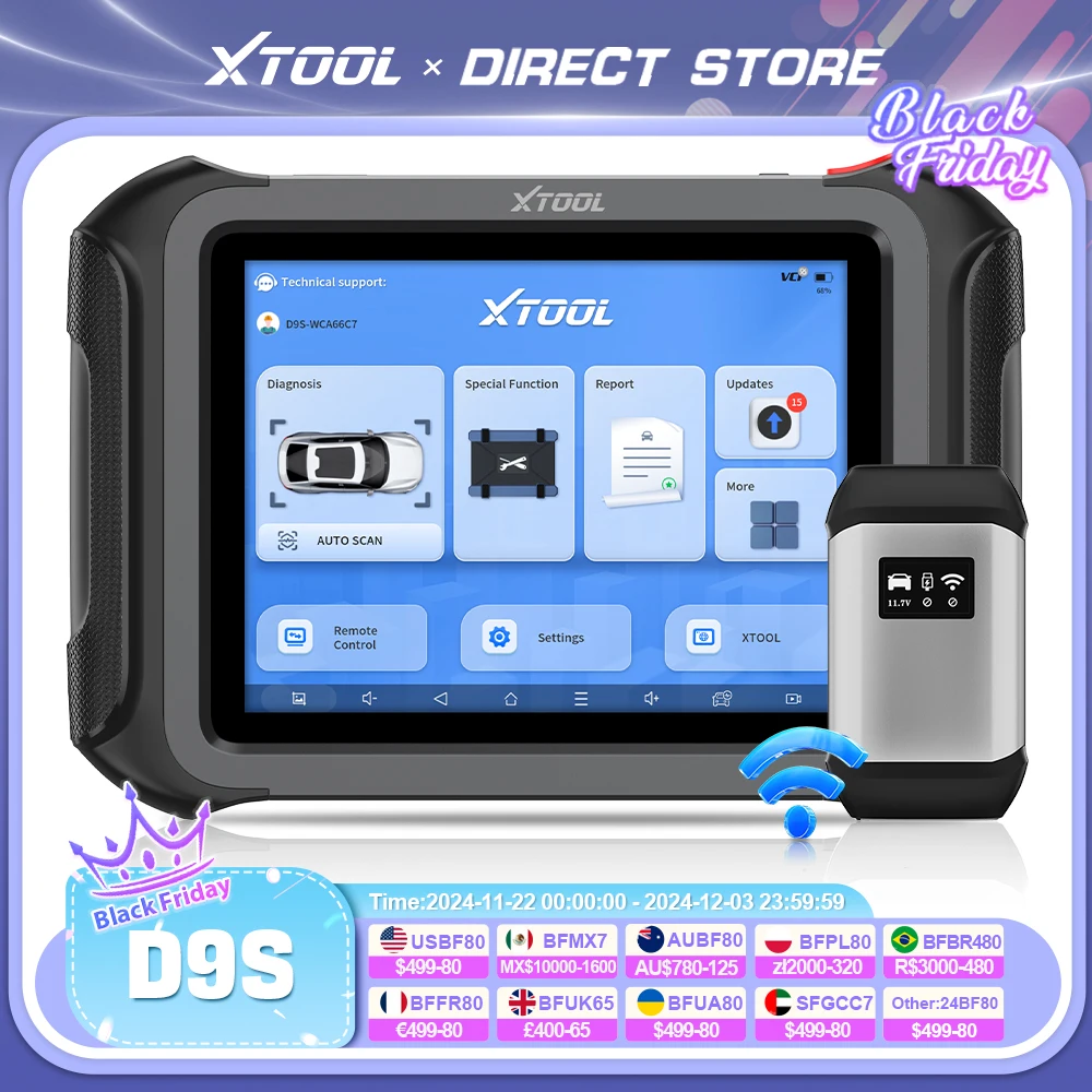 XTOOL D9S Bluetooth Diagnostic Tools Ecu Coding Bi-directional Scan Tool 3-Year Free Update Built-in DoIP/CAN FD Topology Map