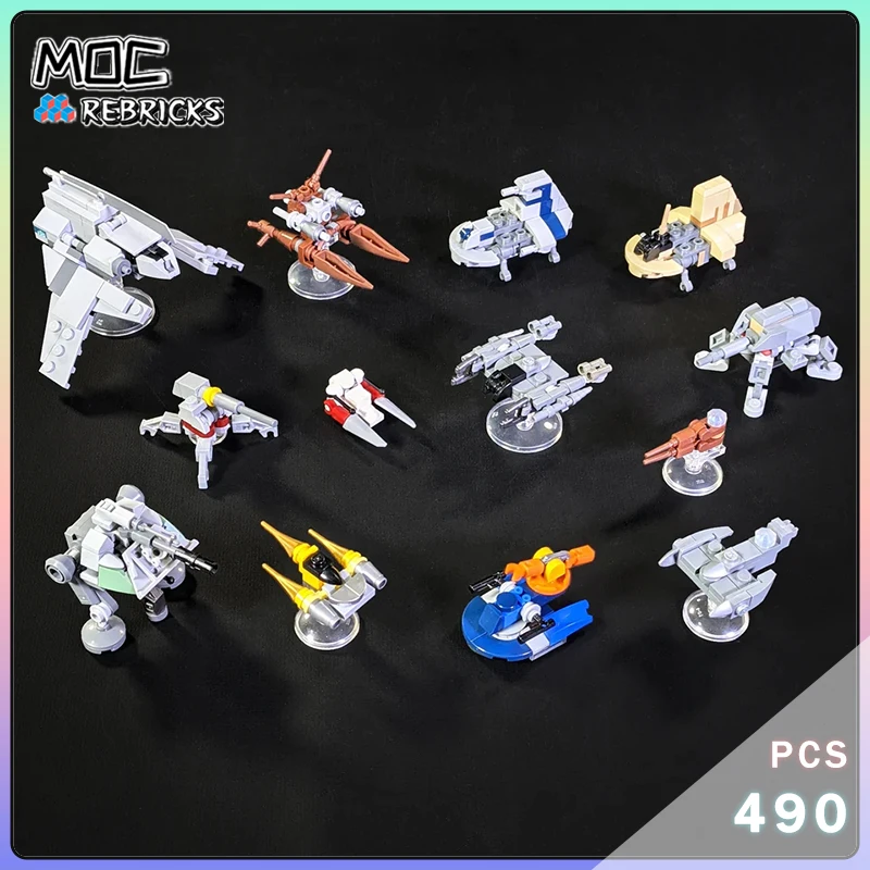 Popular Interstellar Fighter Bundle Model Space War Cruiser Building Blocks Bricks Desk Display Plane Toys Kids Xmas Gift