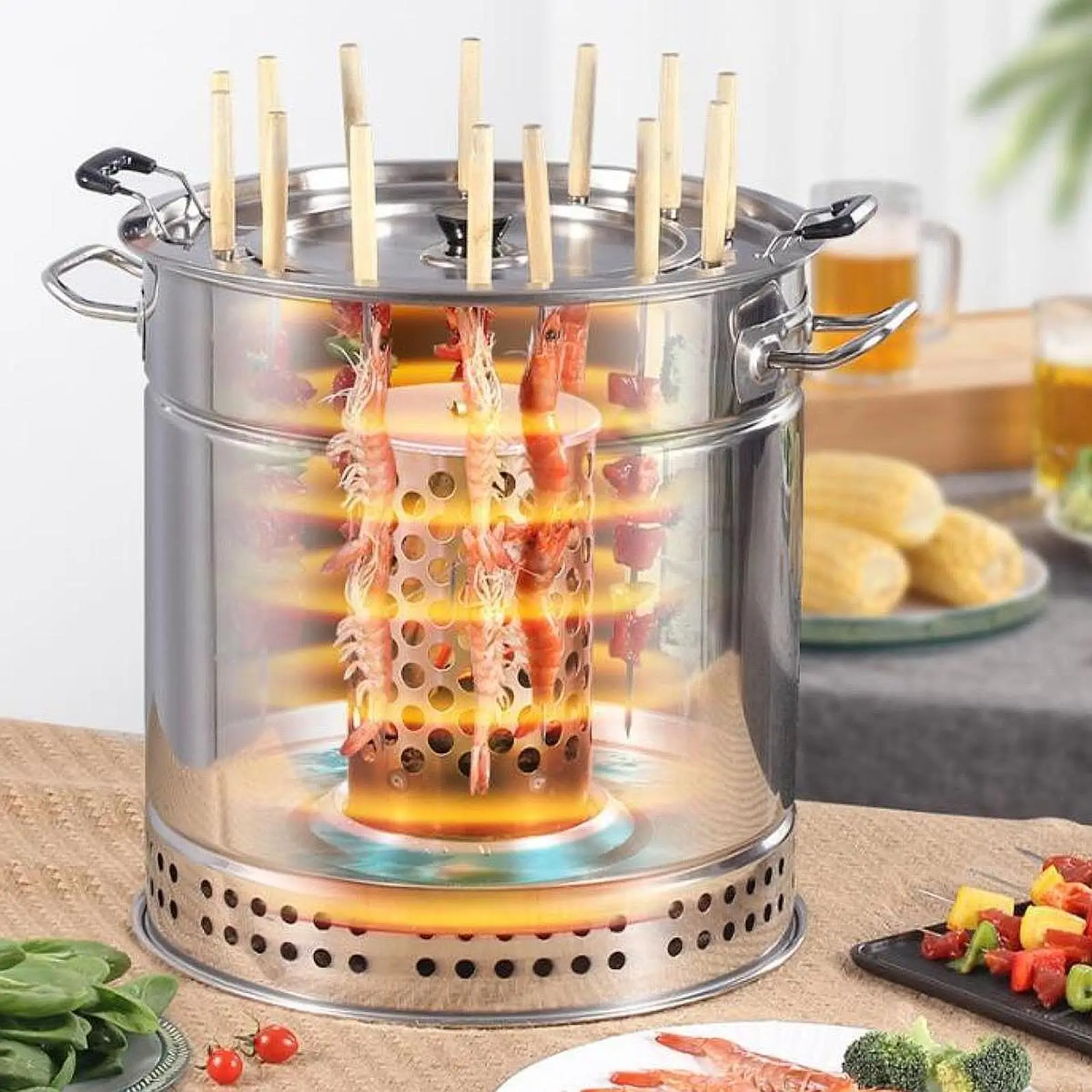 Barbecue Hanging Grill Barbecue Bucket Grill for Backpacking Garden Backyard