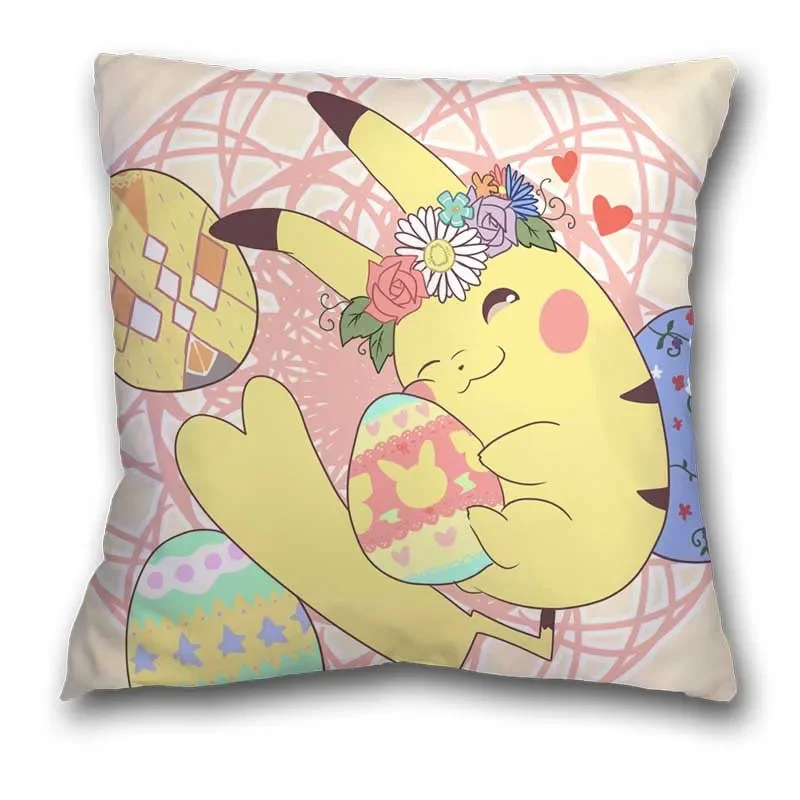 Pokemon Anime Cushion Cover 45x45cm Pikachu Decor Sofa Pillow Cover Charmander Psyduck Anime Figure  Cartoon Pillowcase