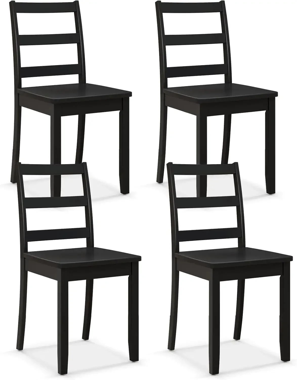 Solid Rubber Wood Legs, Non-Slip Foot Pads, Max Load 400 Lbs, Farmhouse Style High Ladder Back Wooden Dining Room Chairs