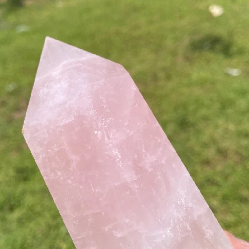 مسلة كريستال وردي زهر الكرز الطبيعي، عمود كوارتز، معدني، الريكي، شفاء، إزالة المغناطيسية #5