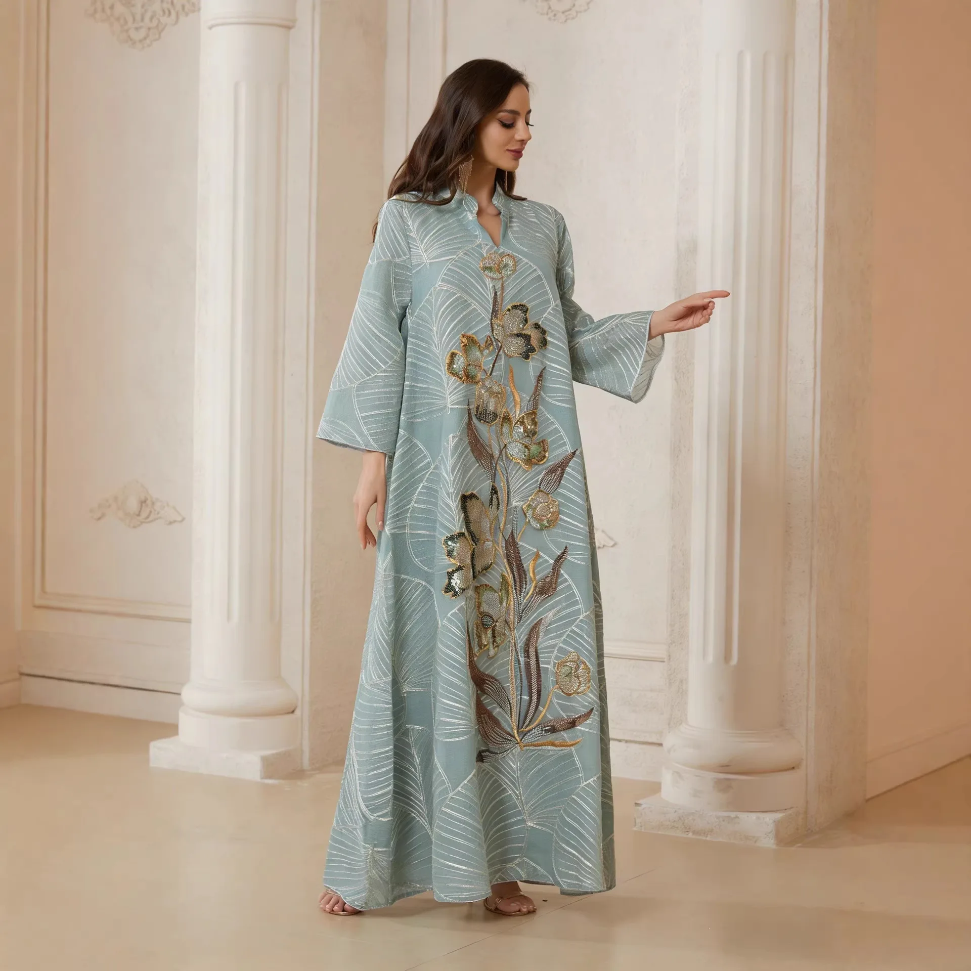 Dubai Mesh Embroidery Women Dress Abaya Islam Party Dresses Muslim Jalabiya Ramadan Vestidos Largos Arab Long Robe Morocco 2026 3