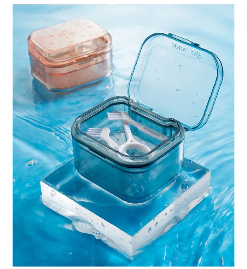 Three-layer Braces Storage Box with Strainer Portable Invisible Sleeve Orthodontic Retainer Denture Case Oral Care Clean Tools